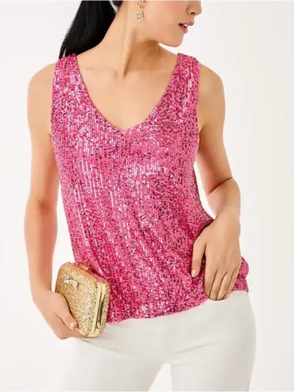 Lilly Pulitzer Jaret Hot Pink Sequin Top Large